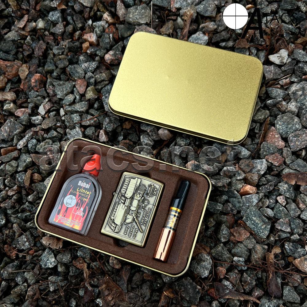 Набір подарунковий із бензиновою запальничкою в металевому кейсі