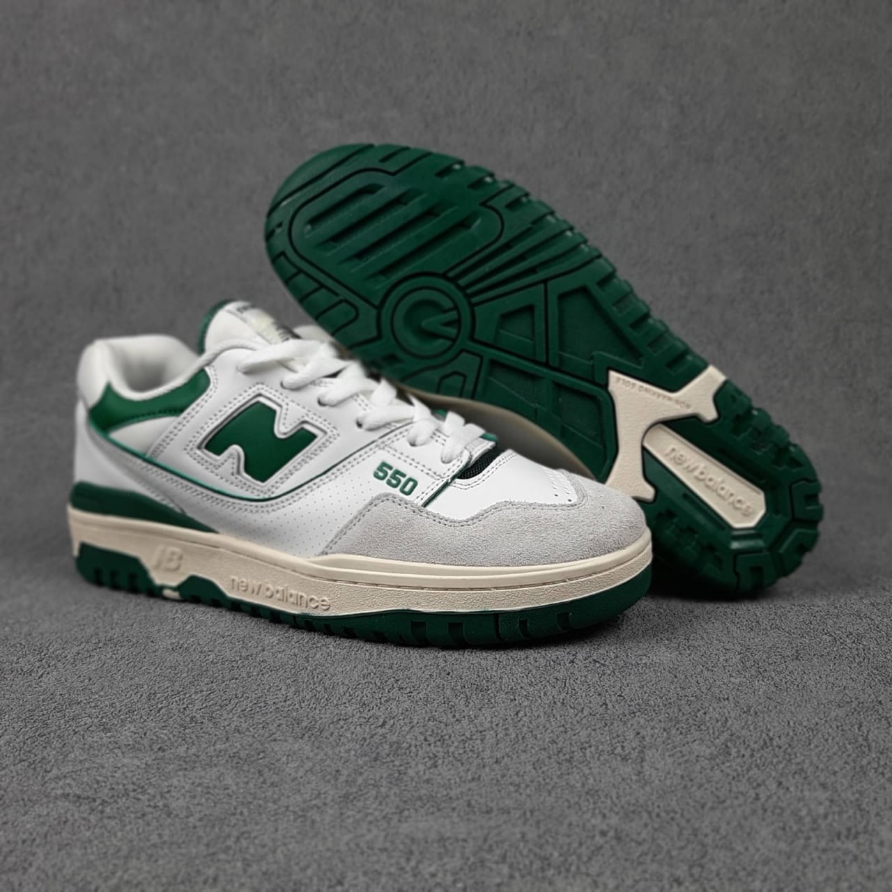 New Balance 550 Весенние кроссовки женские белые с зеленым Нью Баланс ...