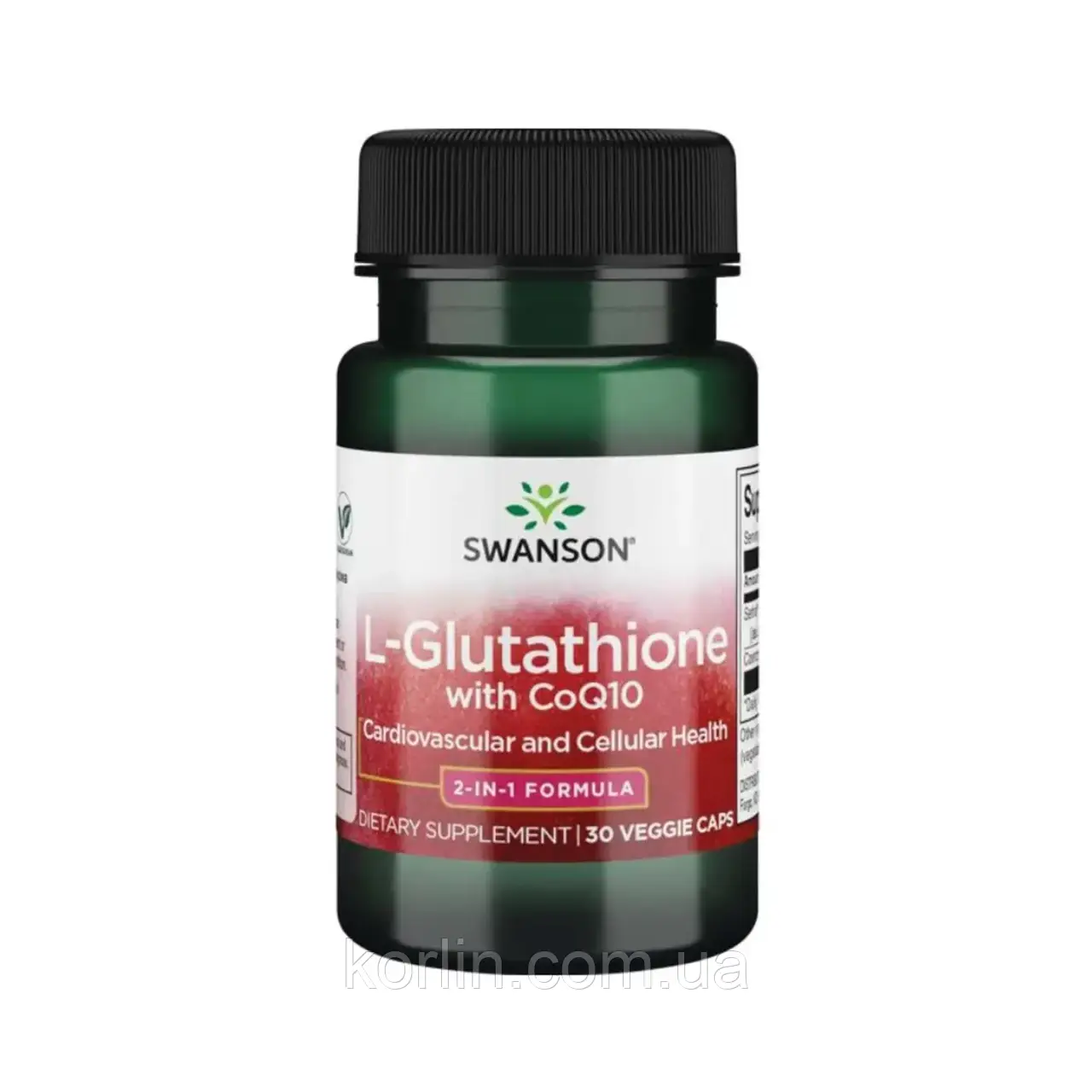L- Глутатіон 200 мг + Коензим Q10 100 мг 60 кап Swanson L-Glutathione with CoQ10 США Доставка з ЄС
