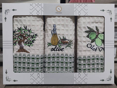 Рушники кухонні льнянні Nilteks 3шт, 35*50см, фото 1
