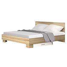 Ліжко двоспальне з ДСП 160х200 см Теннессі Дуб сонома/Білий (з 2 висувними шухлядами, без матраца) Модерн