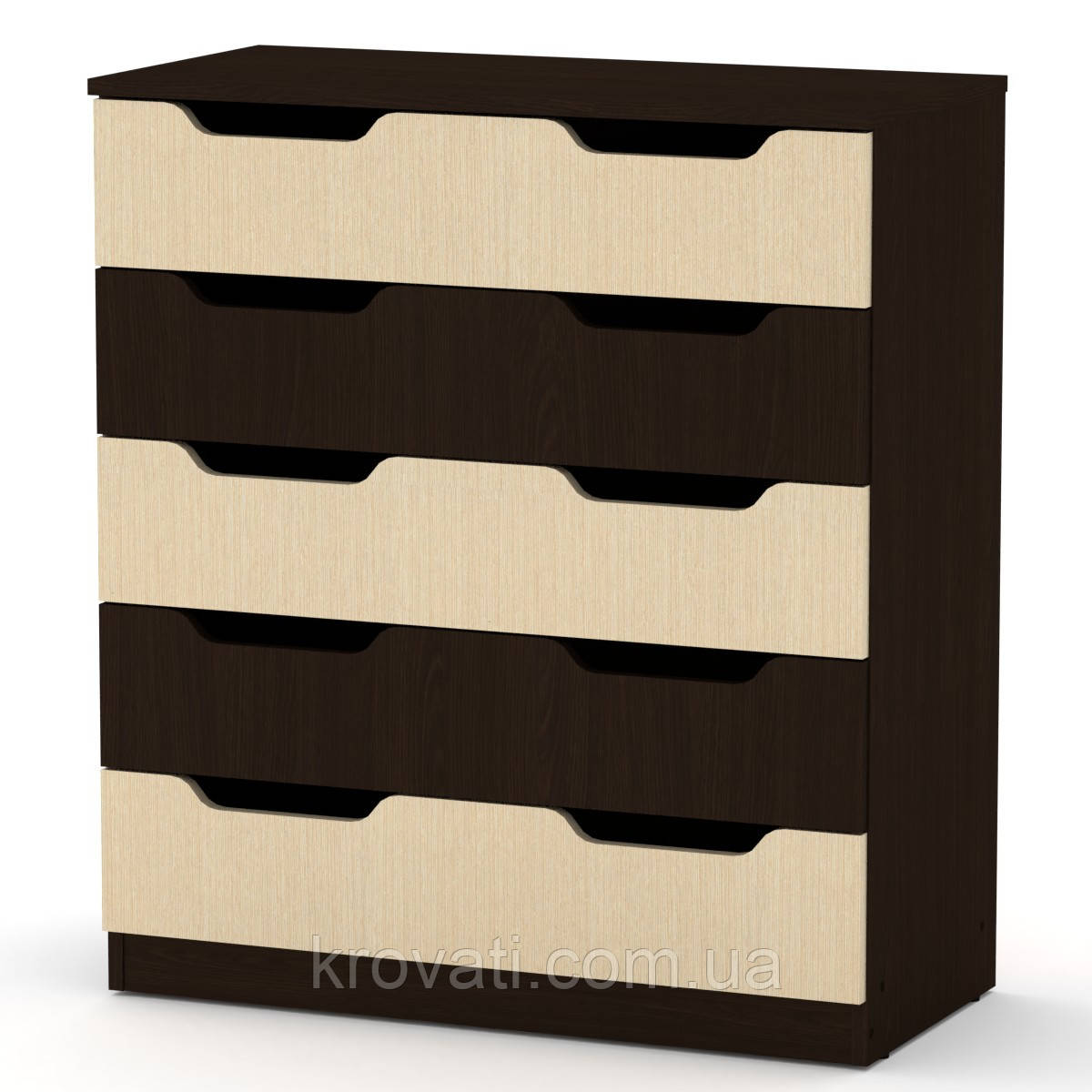 Сучасний комод на п'ять ящиків 5М П(направляючі повного висування) Компаніт ,Венге комбі
