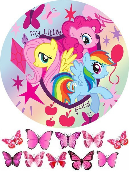 Поні+метелики Вафельна картинка