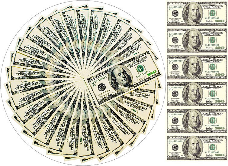 Долар віяло 2 Вафельна картинка