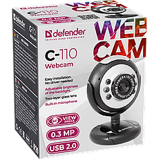 Комп'ютерна веб-камера Defender C-110 0.3 МП + підсвічування, фото 3