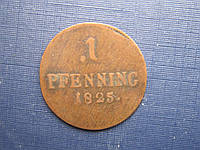 Монета 1 пфенниг Германия Бавария 1825