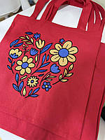 Сумка Шоппер з вишивкою Квітуче серце, еко сумка для покупок, шопер, сумка з вишиванкою, сумка для покупок вишита
