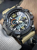 Мужские тактические часы армейские военные в стиле Casio G-Shock черные песочный ремешок