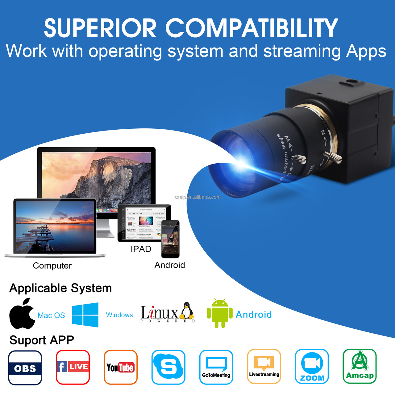 ELP USB-камера Full HD 1080p USB-камера видеонаблюдения с низким освещением - фото 1 - id-p1791460939