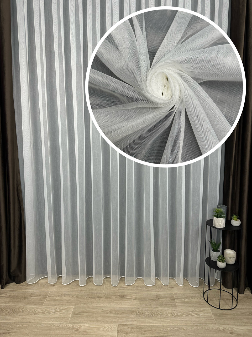 Ціна за 2.9 м! Тюль однотонний на бамбуковій основі. Колір: молочний, фото 1