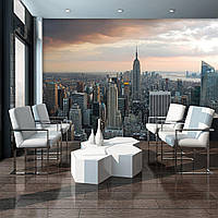 3 д фото шпалери в вітальню Хмарочоси Небо 368х254 см Нью-Йорк Вид на місто (133P8)+клей