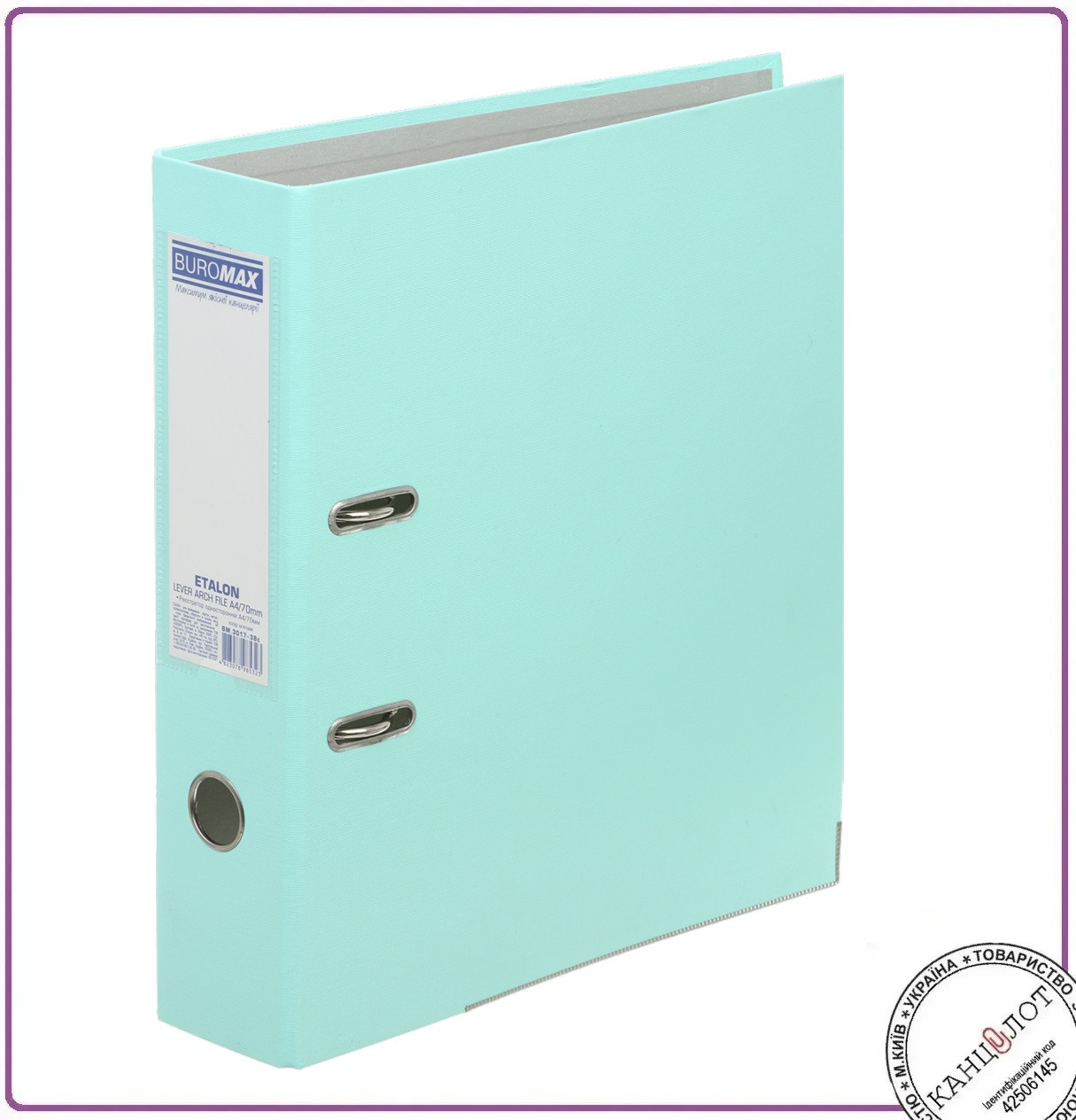 Тека Реєстратор одностороння ETALON А4, PASTEL, 75мм, збірний, м'ятний (BM.3017-38c)