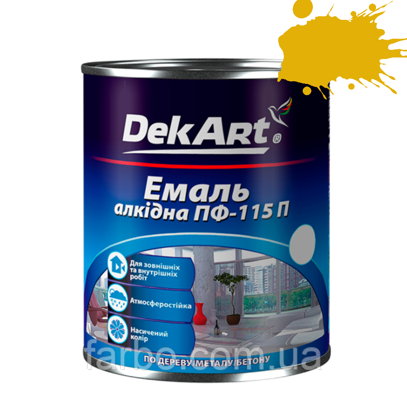 Емаль алкідна ПФ-115 П DekArt жовта 2.8 кг, фото 1