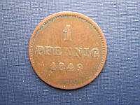 Монета 1 пфенниг Германия Бавария 1849