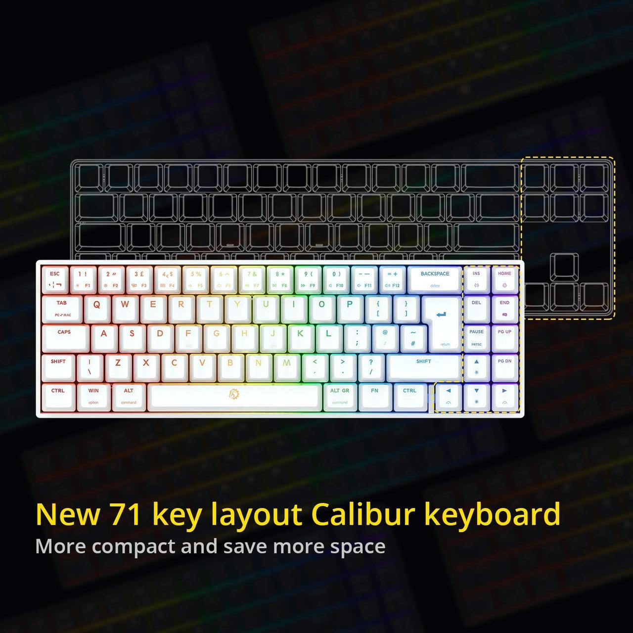 DREVO Calibur V2 TE RGB 60% проводная механическая игровая клавиатура ...