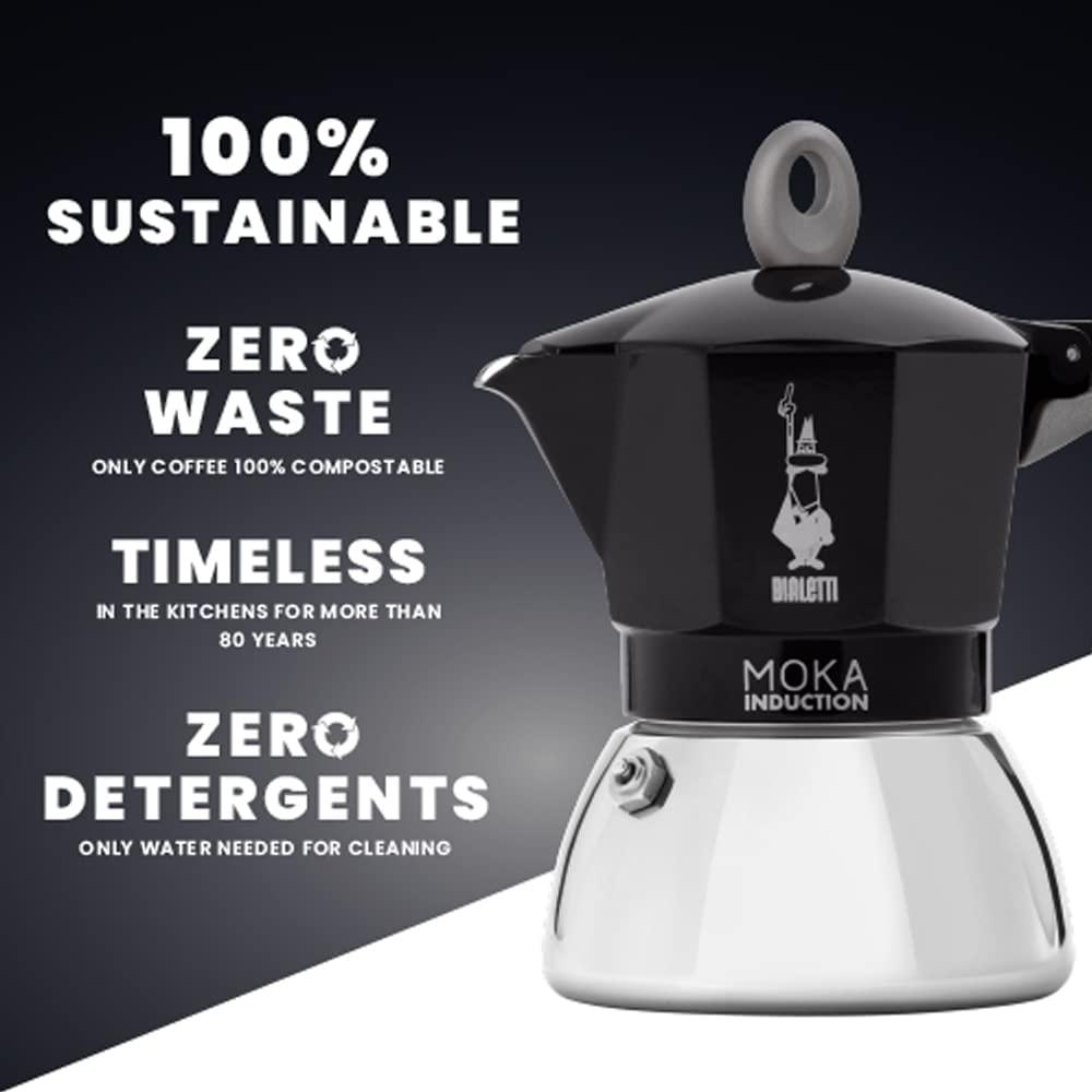 Индукционная кофеварка Bialetti New Moka Induction, 2 чашки, 90 миллилитров, алюминий, черный - фото 2 - id-p1791463440