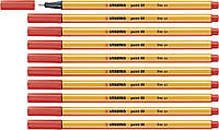 Ручка капиллярная STABILO point 88 красная 88/40 (набор 10 шт)