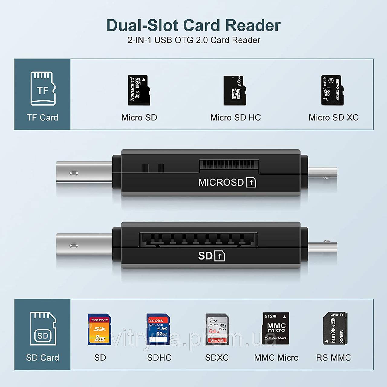 Купити Портативний пристрій для зчитування карт пам яті SD, Micro SD