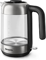 Стеклянный чайник Philips HD9339/80, 1,7 л, светодиодное освещение, защита от сухого хода, съемный микрофильтр