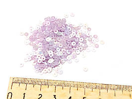 Паєтки, блискітки 4 мм, паковання 2 г. Індія. Бузкові