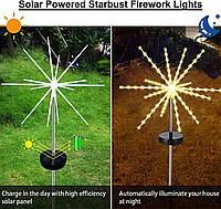 Солнечные фейерверки Декоративные уличные фонари, 112 светодиодных медных проводов, водонепроницаемые звездные