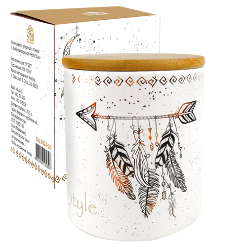 Ємність для сип. продуктів керам. "Boho style" 600мл №6027-20/S&T/(36)