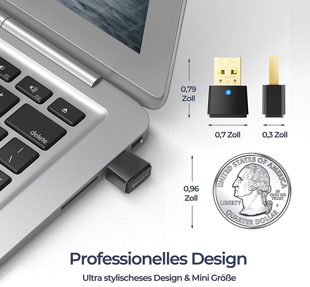 Mpow BH519 Bluetooth 5.1 USB-адаптер USB-передатчик и приемник 2 в 1 Bluetooth-ключ для ноутбуков, настольных - фото 2 - id-p1791461890