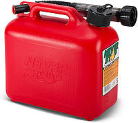 Never Stop 2605RED-PE3H Бензиновая канистра 5 л, красная с пластиковой защитой от перелива