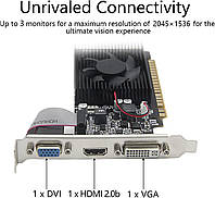 Geforce GT 730 2GB DDR3 Відеокарта DirectX 11 64-біт PCI Express 2.0 x8 Три монітори Відеокарта VGA/DVI-D/HDMI, Nvidia GPU