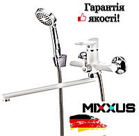 Смеситель для ванны MIXXUS 006 белый длинный носик с шлангом и душем