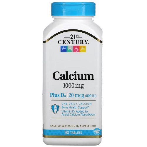 Вітаміни і мінерали 21st Century Calcium 1000 mg Plus D3 (90 таблеток.), фото 1