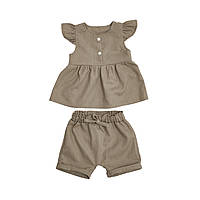 Набір для дівчинки Twins Linen (шорти, майка) льон 62р W-101-HTL62-02, beige, бежевий
