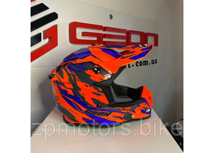Мотошолом, шолом GEON 633 MX Blue/Fluo-Orang