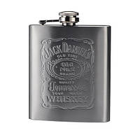 Металева фляга, для віскі, Jack Daniels, (Джек Деніелс), 0.2 л, подарункова фляжка для алкоголю (ST)