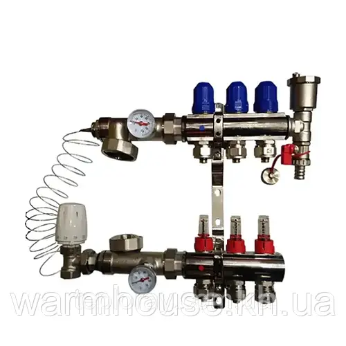 Коллектор для теплого пола в сборе на 3 выхода KOER(Чехия) (ID ...