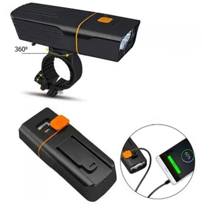 Ліхтар велосипедний TK-3-3T6, IPX5 вбудований акумулятор ЗП micro USB Велоліхтар