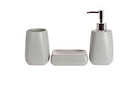 Набор для ванной Sand: дозатор , стакан для зубных щеток , мыльница, серый (851-309)
