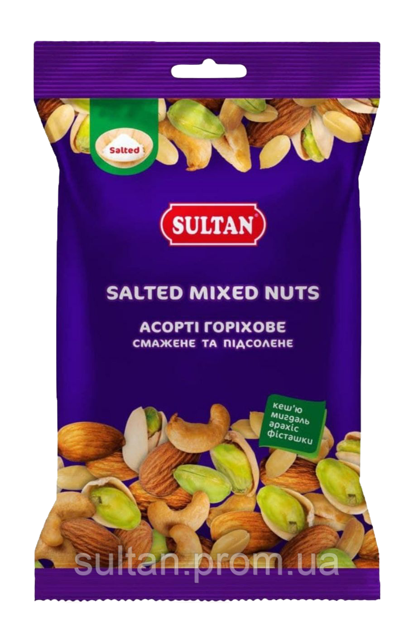 Асорті з горіхів Sultan смажений солоний 80 г