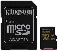 Карта памяти Kingston microSDHC/SDXC UHS-I Class 10 Canvas Select Plus SD адаптер 64Gb