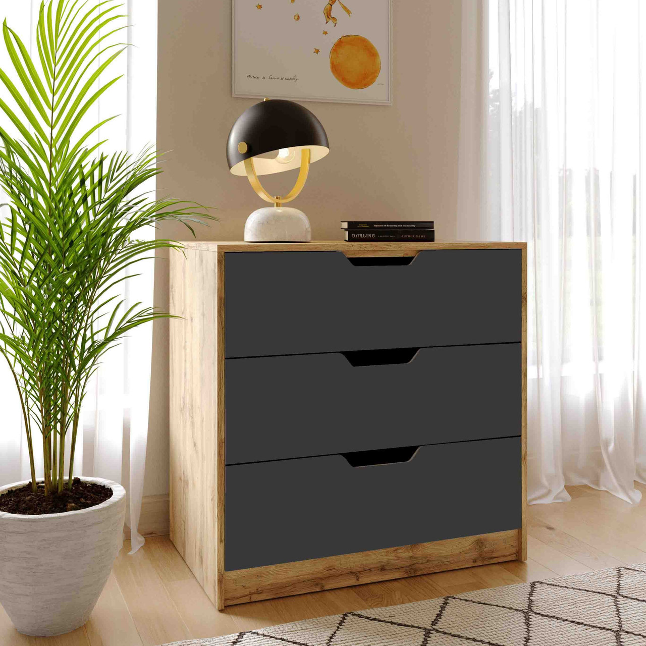 Комод 3 ящики Teenager тахо/графіт ТМ Viorina-Deko