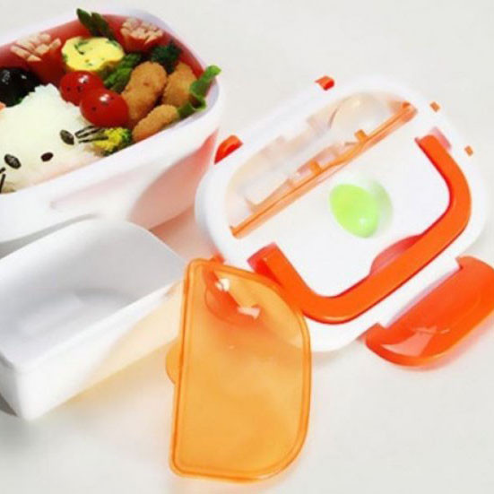 Ланч бокс електричний із підігрівом Lunch Heater 220V Pro, контейнер для їжі з відсіками. Колір: помаранчевий, фото 1