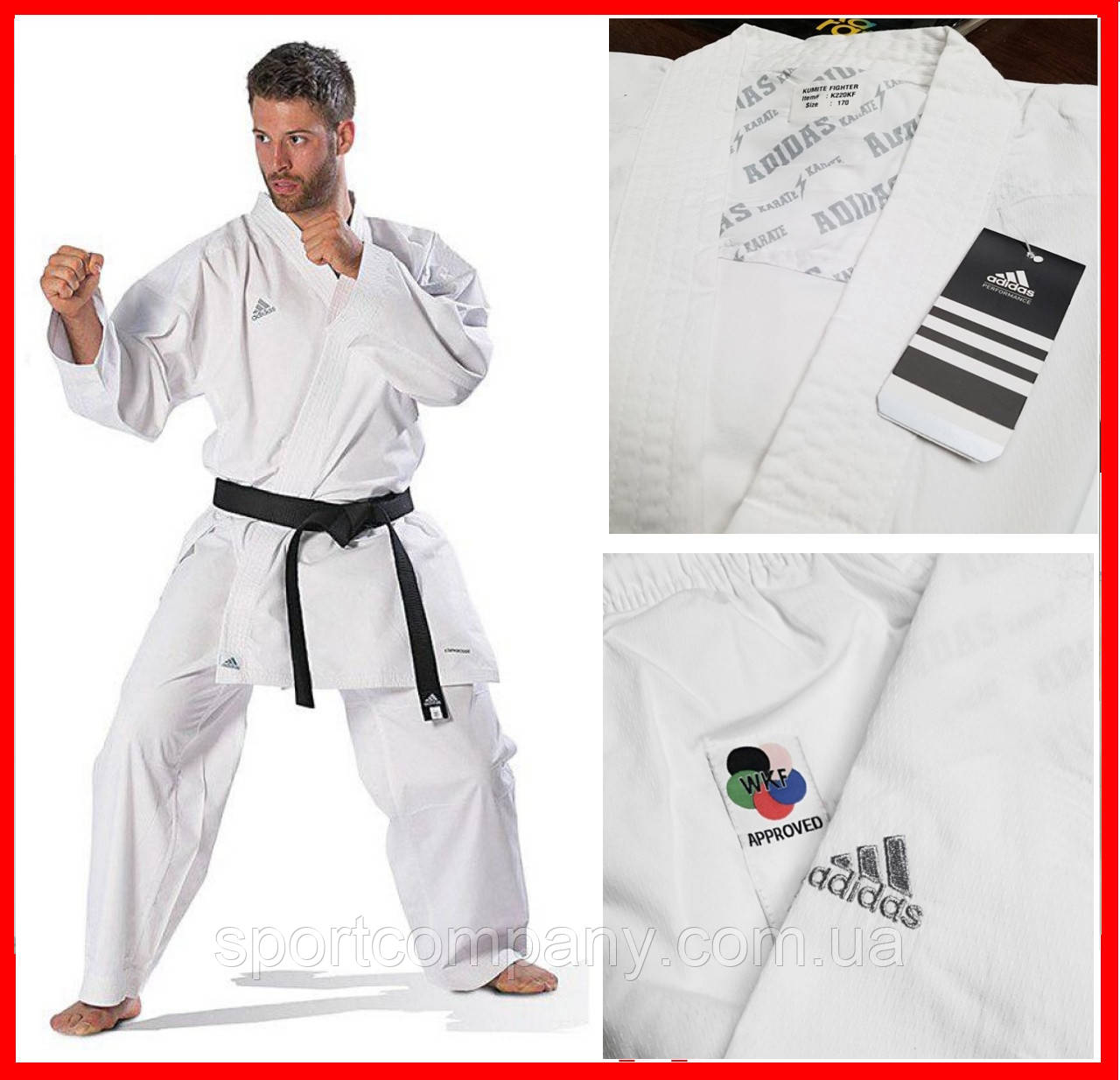 Кімоно для карате Kumite Fighter біле ADIDAS K220KF WKF професійне для куміте