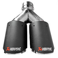 Насадки акрапович Akrapovic матові Подвійні 64-67мм 89 мм подвійні вихлоп