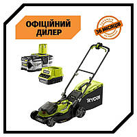 Газонокосилка аккумуляторная Ryobi RY18LM37A-140 ONE+ (370 мм, 18В, 4 Ач) Топ 3776563