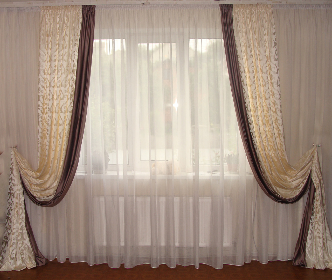 Штори молочні із закидоном, фото 1