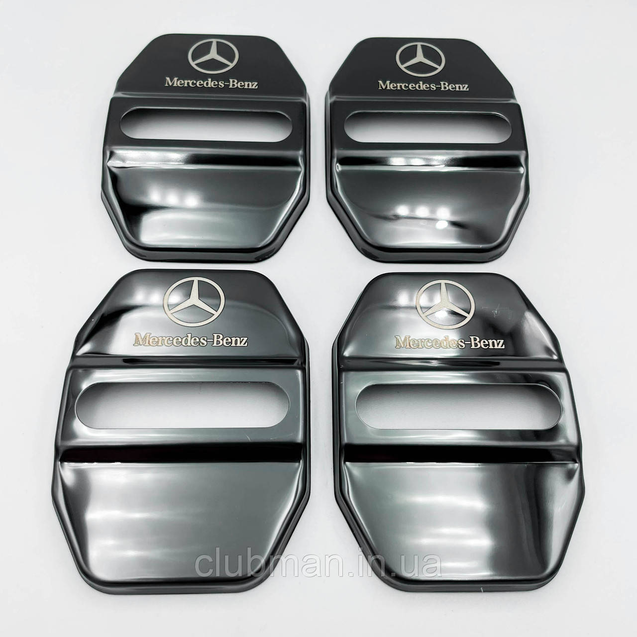 Накладка на дверний замок з емблемою Mercedes-Benz (Мерседес) Комплект 4 шт Чорні