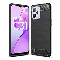 Чохол бампер силіконовий для Realme C31 Колір Чорний (Black) Carbon карбон