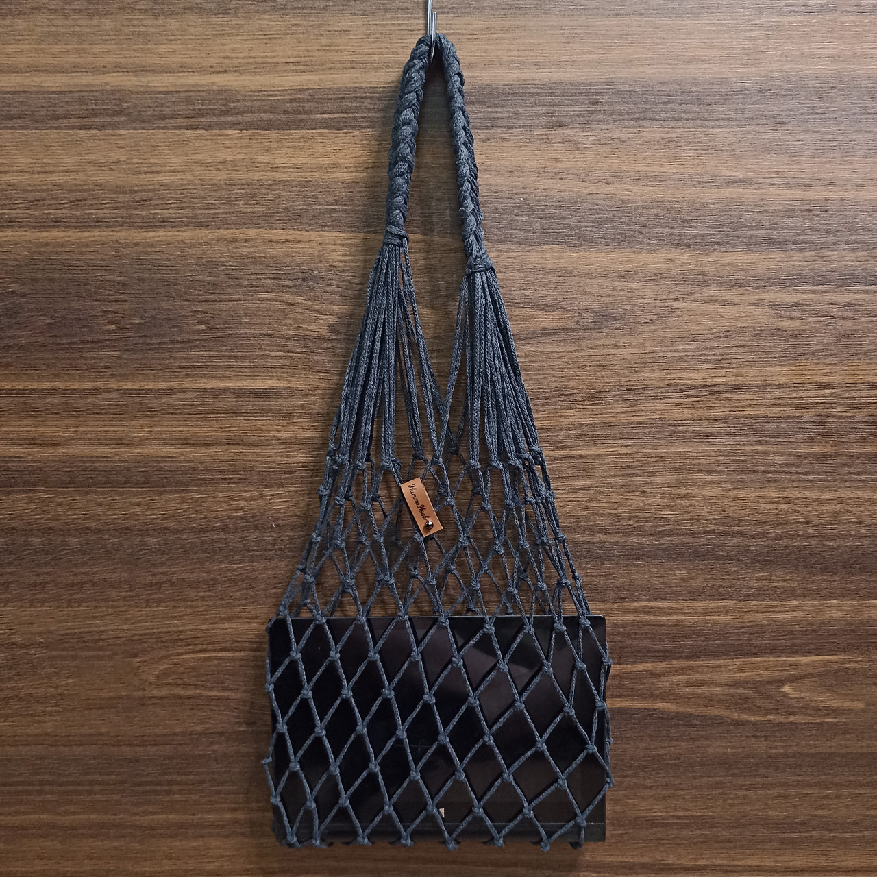 Сіра міцна сумка Авоська міні зі шнура зі стрейч ефектом EcoGG-CORD