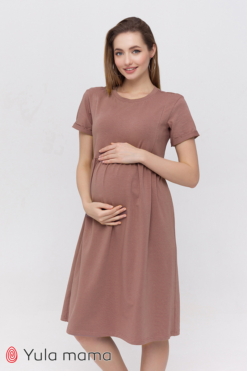 Трикотажна сукня для вагітних та годуючих мам "Sophie" розмір S Юла Мама Бежевий