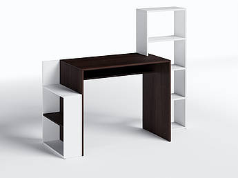 Стіл стелаж із полицями для книг, письмовий стіл SТ0025 венге/білий